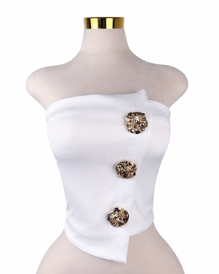 Asymmetrical Gold Button Tube Top (Pack of 6)