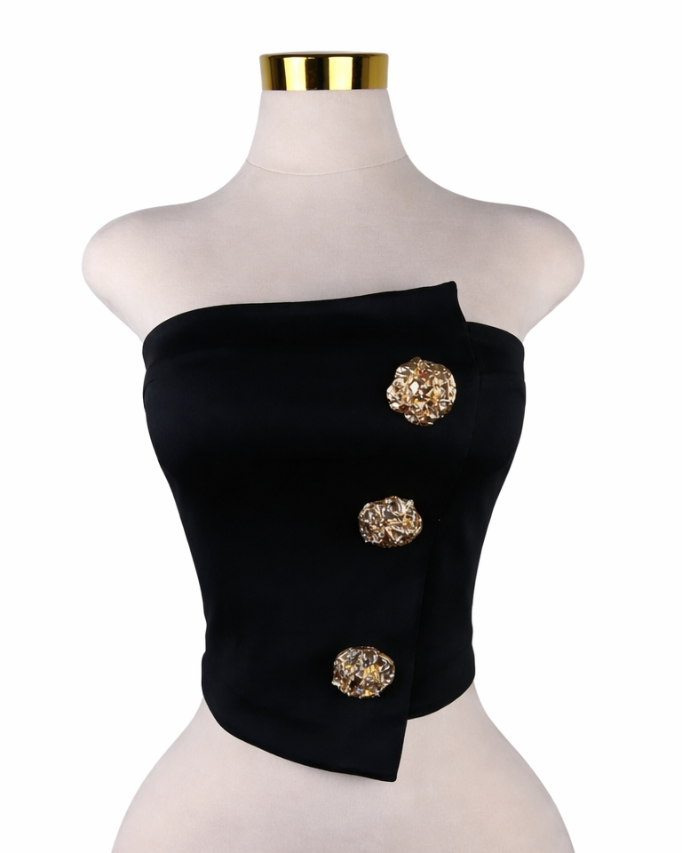 Asymmetrical Gold Button Tube Top (Pack of 6)